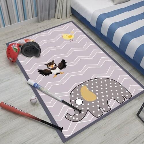 Dropshipping 2020 Fashion Children Flannel Carpet Baby Animal Elephant Owl Carpet Baby Play Mat Rectangular Childrens Carpet