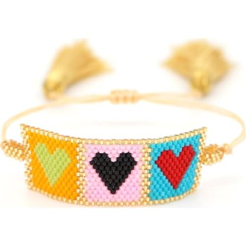 Go2boho Heart Bracelets For Women Fashion Adjustable Tassel Jewelry Bohemian Colorful Bead Jewellery Miyuki Beads Bracelet Gift