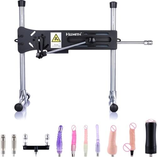 HISMITH Quality Premium Sex Machine Double Kliclok connector 120W Turbo Gear Power Vibrator Love Machine sex products free 10pcs