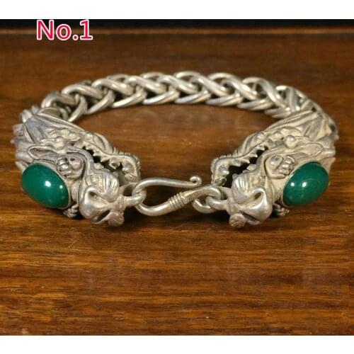 Exquisite Chinese Rare Collectible Tibetan Silver Handwork Dragon Amulet Auspicious Bracelet Statue/ No.1---No.2 Style
