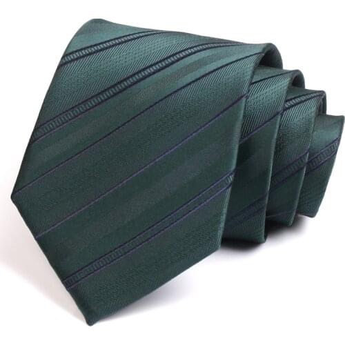 Classic Gentleman Tie High Quality 8CM Wide Green Stripeed Ties For Men Business Suit Work Necktie Fashion Formal Neck Tie