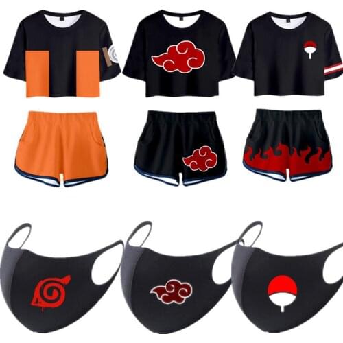 Japanese anime Cosplay Costume shirt Uzumaki Akatsuki Haruno Sakura Sport Suit Tees Shorts Clothes T-shirt Halloween for women