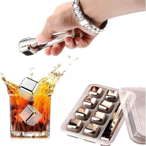4/6/8Pcs Stainless Steel Ice Cubes, Reusable Chilling Stones for Whiskey Wine, Keep Your Drink Cold Longer, Sgs Test Pass