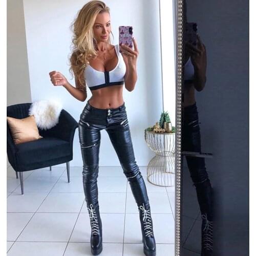 Melody Flex Sports Womens Leggings Plus Size Gym Sportswear Push Up Fitness Bike Leggings Women Black Fake Leather Pants