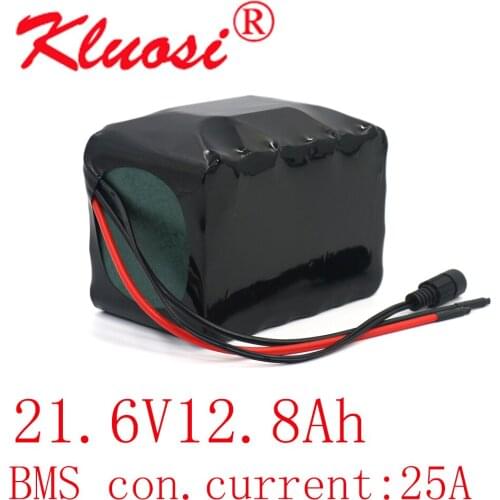 KLUOSI 6S4P 24V 12.8Ah 12Ah 21.6V 25.2V Lithium Battery Pack with 25A BMS for Electric Bicycle Ebike Scooter Wheelchair Cropper
