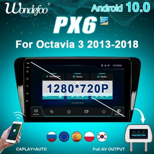 2 din Android 10 car radio PX6 For SKODA Octavia 3 2013-2018 multimedia car stereo 2din auto audio navigation screen bluetooth