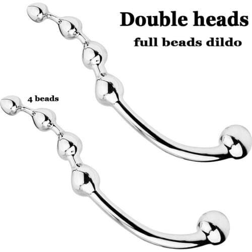 Metal stainless steel double heads 4 beads anal plug sex toys for man/women buttplug anal dilator vagina g spot anal dildo