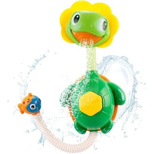Cute Infant Baby Bath Toy Water Play Spray Water Turtle-shaped Sprinkler Sink Shower Water Game Wall Suction for Toddler Kids