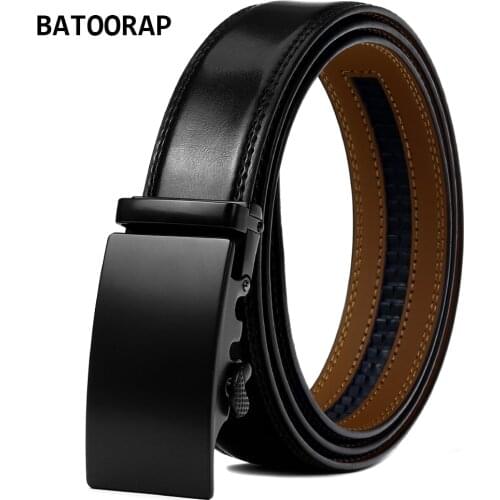 BATOORAP Mens Belt Designers Brand High Quality Black Cowhide Business Male Leather Trouser Strap Belts Buckle Automatic WL-E037