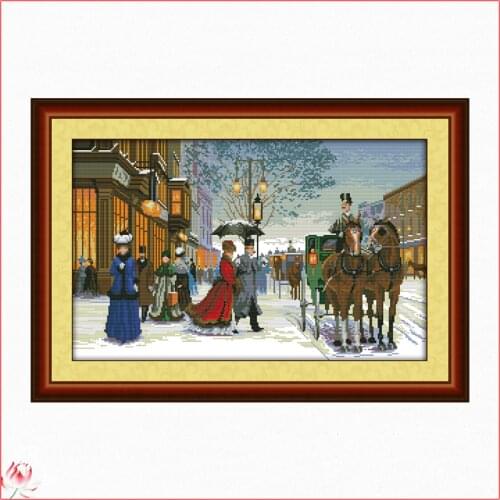 Twilight In Foreign Country Scenery Cross Stitch Kit DIY Pattern 14CT 11CT Embroidery Set Needlework Home Deco Craft Painting