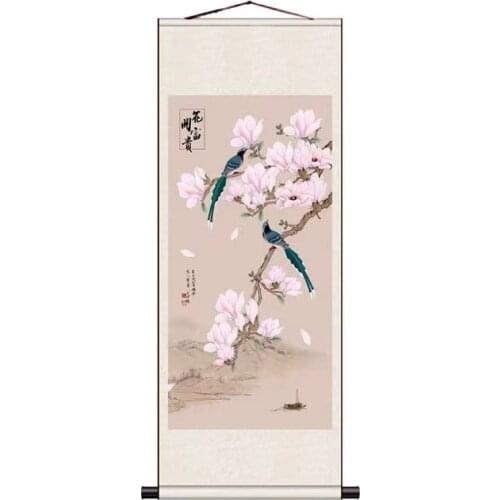 Flower Scroll Wall Paintings Chinese Style Living Room Bedroom Office Wall Tapestry Art Vintage Decor Aesthetic Picture Poster