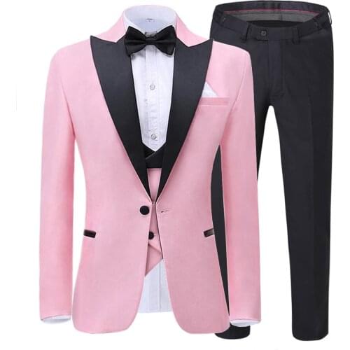 2020 New Fashion Mens Suit 3-Pieces Shawl Lapel Tuxedos Groomsmen For Wedding,party (Blazer+vest+Pants)