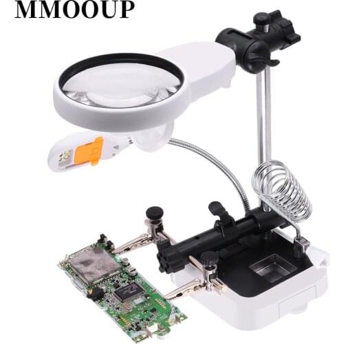 Soldering Holder Magnifying Glasses Free Hand Magnifier Loupes with Led Light Phone Screen Enlarger
