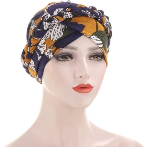 Muslim Print Cotton Turban Scarf Women Islamic Inner Hijab Winter Turban Cap Headwear Arab Wrap Head Scarf Hair Accessories Hat