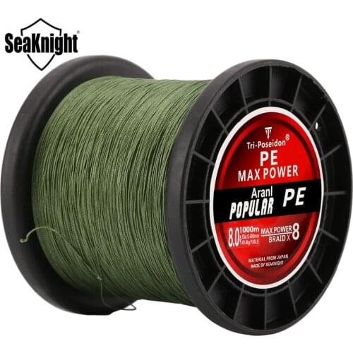 SeaKnight Tri-Poseidon Fishing Line 1000M 8 Strands Braided PE Fishing Rope 20-100LB Multifilament CarpTackle Free Shipping