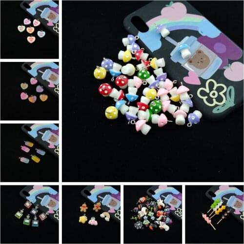 Cute Mushroom Heart Cartoon Donuts Charms For Bracelets Key Chain Earring Jewelry Making DIYPendants Handmade Dollhouse
