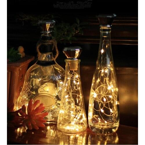 2M 20 LEDs Solar Wine Bottle Cork Lights LED Copper Wire Colorful Fairy Garland String Lights Xmas Wedding Party Art Decor Lamp