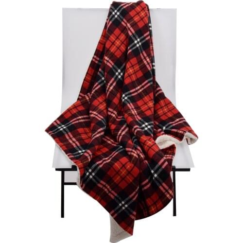 High Density Thick Soft Sherpa Blanket Plaid Double Side sprin Winter Thick Warm Blanket Super Warm Throw on Sofa/Bed/Travel