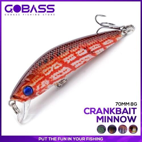 GOBASS Crankbait Fishing Lure Rattling Baits Artificial Fishing Wobblers For Pike Crochet Pesca Jerkbaits Crank Minnow 70mm 8g