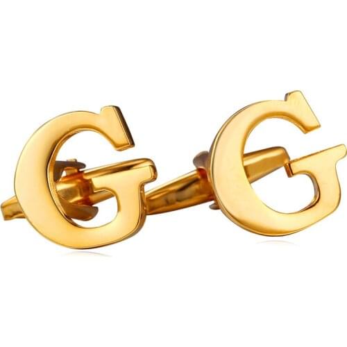 Letter G- L Shape Cufflinks For Mans Gold/Silver Color Cuff Links High Quality Men Alphabet Wholesale Jewelry C303