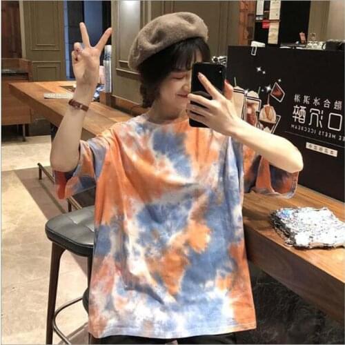 Fashion Print T-shirt Woman Spring Summer Short Sleeve Round Neck Women Tops Casual Loose Tshirt Femme