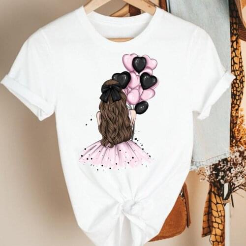 Women Clothes Cartoon Love Printing New Ladies Lovely Summer Print Fashion Tshirt Female Short Sleeve Tee Top Graphic T-shirt