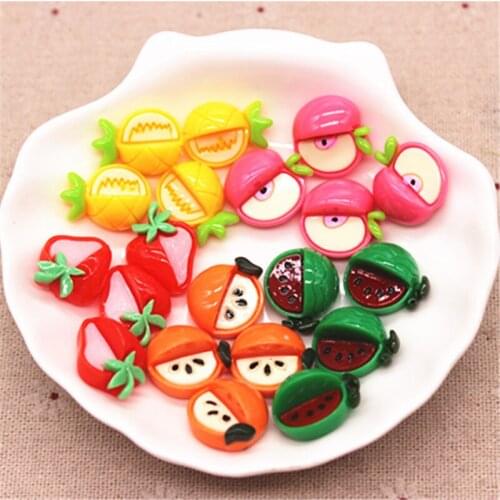 10pcs Cute Resin New Fruits Simulation Miniature Food Art Flatback Cabochon DIY Hair Clip Decoration,about 20mm