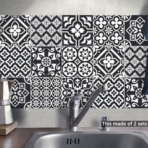 10 Pcs/set Black White Waterproof Wall Stickers Anti Oil Self -Adhesive Tiles Kitchen Bathroom Decoration Wall Art 15cm/20cm