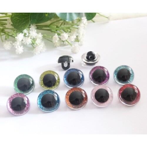 100pcs/lot new idea 12mm-13.5mm-15mm-16.5mm-18mm-21mm clear handscrew button toy glitter eyes+glitter Nonwovens --size option