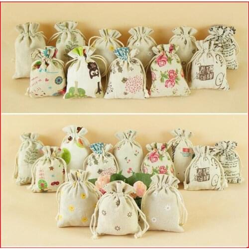 200pcs/lot) Wholesale printed linen cotton bag