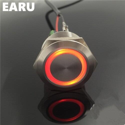 2NO 2NC 25mm Metal Stainless Steel Momentary Doorebll Bell Horn LED Push Button Switch Car Auto Engine Start PC Power Starter
