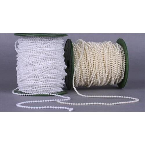 50Meters/Roll 3mm White&Ivory Artificial Pearls Beads Chain Garland Handmade Wedding Bridal Flowers Pearls Chain