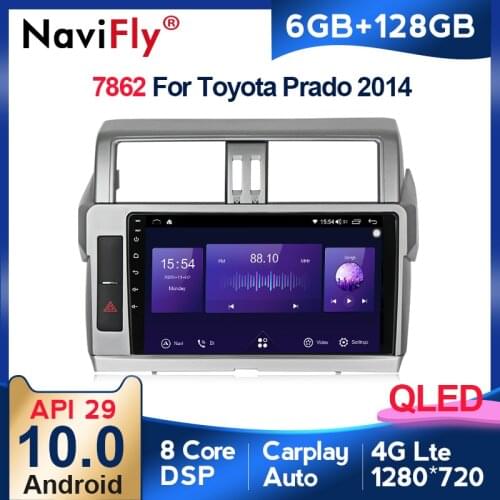 6+128G QLED Carplay 4G LTE Android10.0 For Toyota Land Cruiser Prado 150 2013 - 2017 Navigation GPS Car Multimedia Radio Player