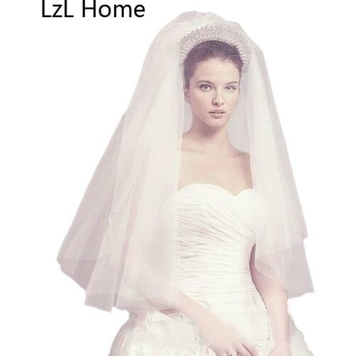 White / ivory white tulle bridal veil two-layer light-edged plain yarn wedding accessories length 60cm * 150cm wide bridal dress