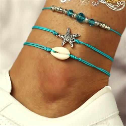 30Set/lot Bohemia Waves Starfish Foot Anklets Bracelet for Leg For Ladies Women Fashion Summer Beach Men Anklet Jewelry New