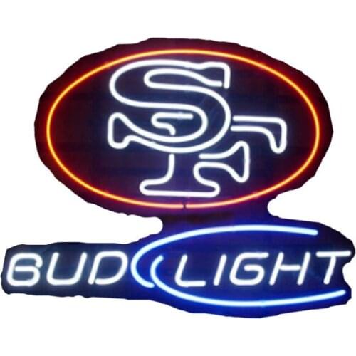 Bud Light San Francisco Neon Sign Handmade Real Glass Tube Beer Bar Shop Store Pub Home Decoration Display Neon Signs 17"X14"