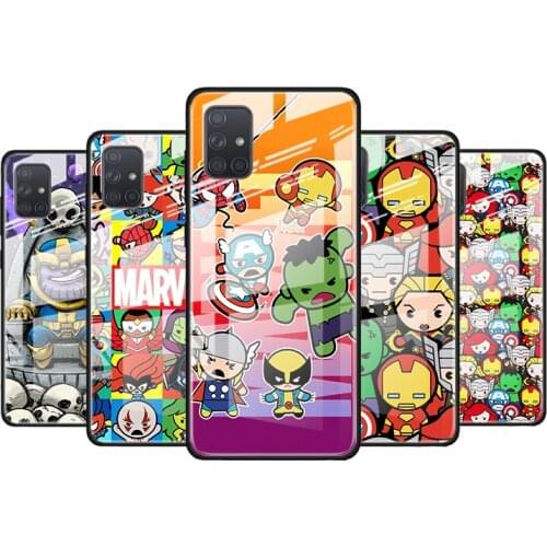 Marvel cartoon cute for Samsung Galaxy S21 Ultra A71 A51 4G 5G A91 A81 A41 A31 A21 A11 A01 Tempered Glass Phone Case
