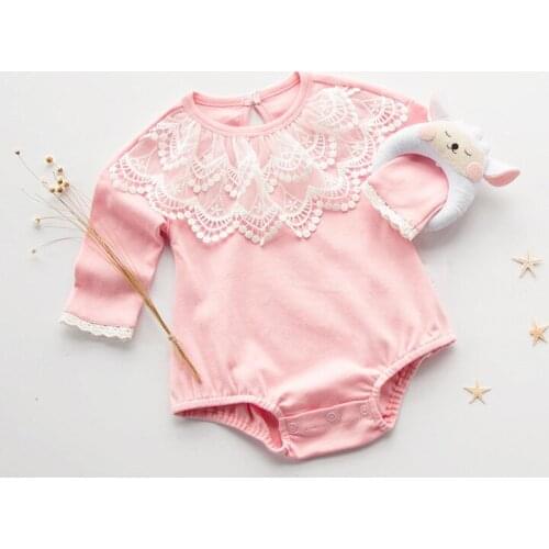 100% Cotton Baby Bodysuit Long Sleeve Baby Girl Clothes Spring Summer Children Jumpsuit Newborn Infant Baby Pink