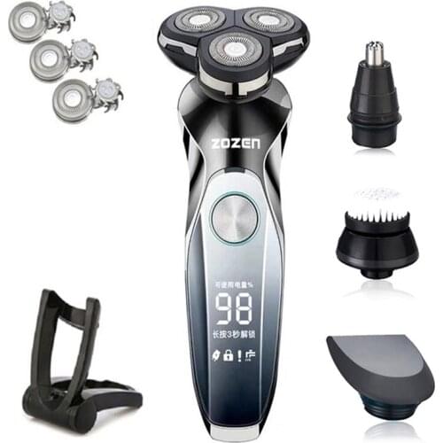 Electric Shaver Mens Shaving Beard Trimming Machine Fast Charging Razor Triple Blade Portable Clipper With LCD Digital Display