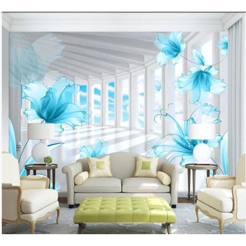 Custom mural on the wall 3d wall paper Dreamy fashion elegant flower window home decor photo wallpaper in the living room