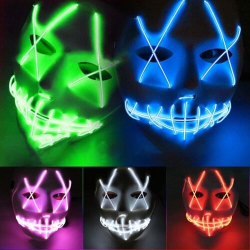Pumpkin Head Halloween Props Horror Ghost Face Skul Mask New Luminous LED Mask Cold Light Crazy Party Masquerade Bar Decoration