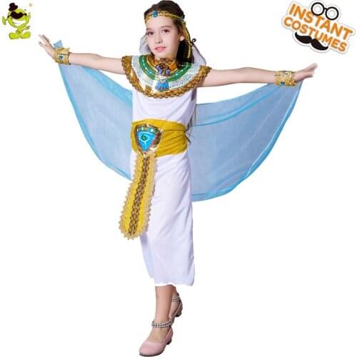 Girls Egyptian Cleopatra Costumes Children Pretty Egypt Princess Outfits Halloween Cosplay Fancy Dress Carnival Role Play Sets