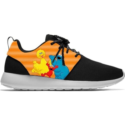 Sesame Street elmo Cartoon Funny Cool Popular Vogue Sport Running Shoes Lightweight Breathable 3D Print Men women Mesh Sneakers