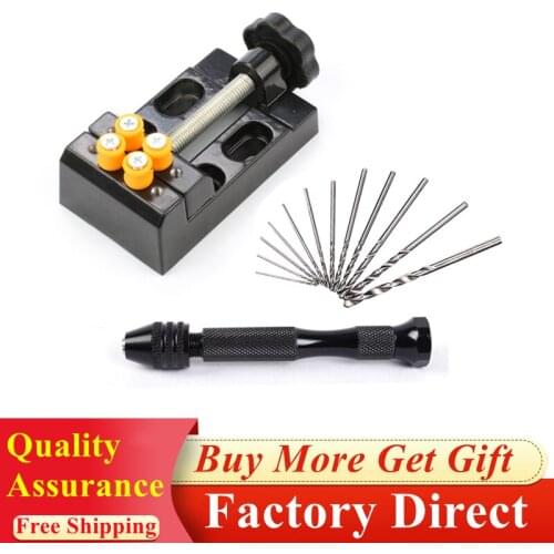 Mini Black Micro Aluminum Precision Pin Vise Rotary Hand Drill With Twist Drill Bits Sets For Models And Hobby Pendant Jewelry