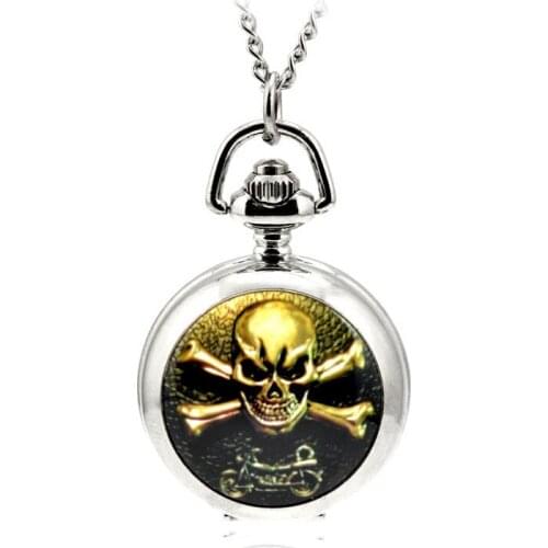 Fashion Harajuku Quartz Pocket Fob Watch Necklace Pendant Relogio De Bolso Women Mens Pendant Watch Necklace Gift Skull Head