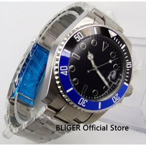 Fashion Fits For MIYOTA Automatic Movement Nologo 43MM Mens Watch Date Window Brushed Case