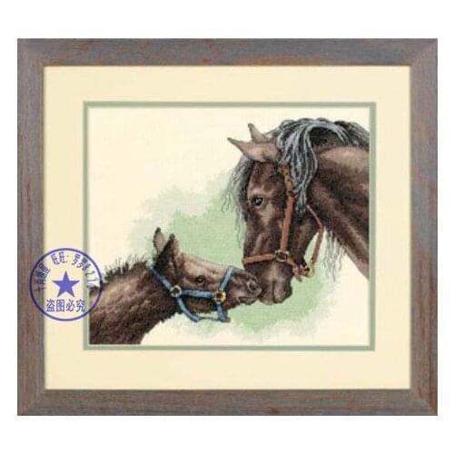 Free delivery Top Quality popular counted cross stitch kit horse kiss Dim13722, horse mother and baby