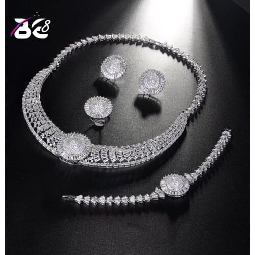 Be 8 New Design Dubai AAA Cubic Zirconia Jewelry Sets for Women Elegent Zircon Paved 4pcs Wedding Sets Parure Bijoux Femme S205