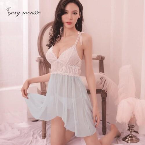 Sexy mousse nightdress for woman nightie suit nightwear nightshirt halter suit lace lingerie sleepwear nightwear sloth push up
