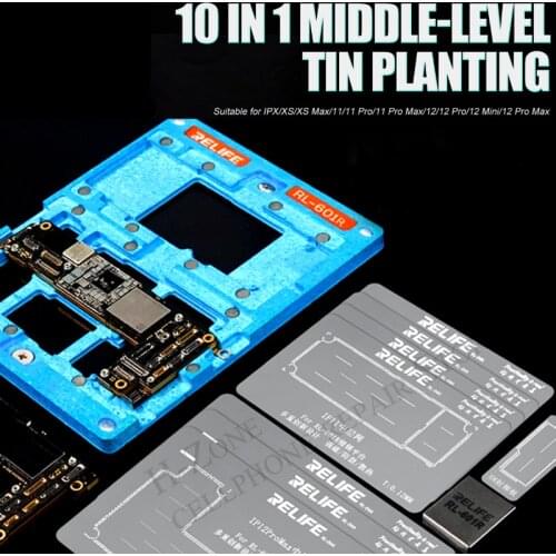 RL-601R 10 In 1 Strong Magnetic Adsorption Multiple Modles Middle-Level Tin Planting Table Middle Stencil For Iphone X-12ProMax